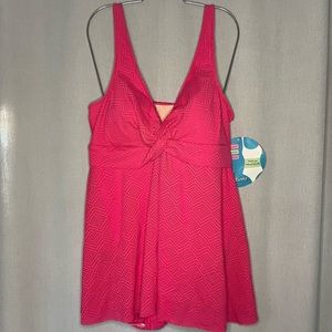 Swim Solutions Fuschia Pink Fly Away One Piece Swim Dress